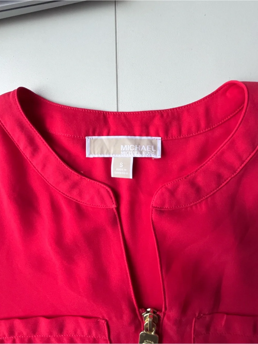 Michael Kors Hot Pink Zip-Pocket Blouse sz S